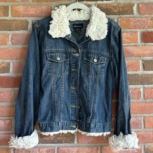 Y2k fur trimmed denim jacket